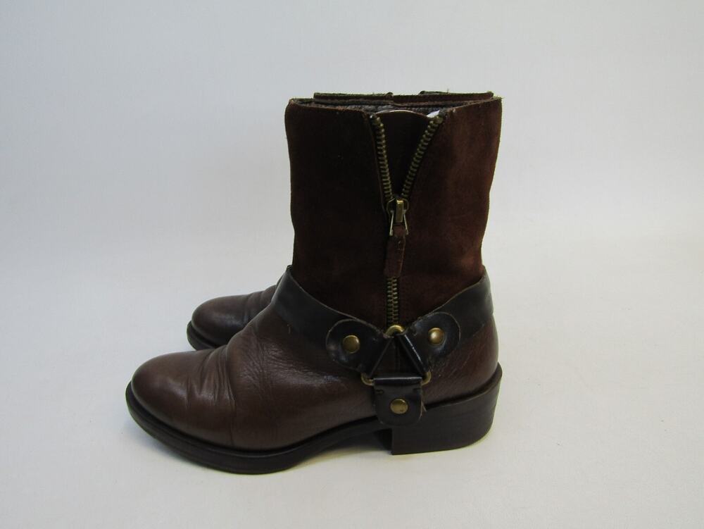 Franco Sarto Womens Sz 5.5 M Brown Suede Leather Zip Ankle Fashion Boots Bootie